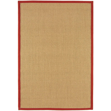 Sisal Modern Plain Cotton Border Natural-Fibre Ribbed Textured Flatweave Natural/Red Rug-Asiatic Carpets-Rug Love - The Most Loved Rug Store